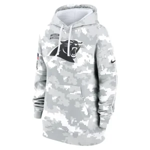 Carolina panthers nike womens 2024 salute to service club fleece oversized pullover hoodie Arctic camo S