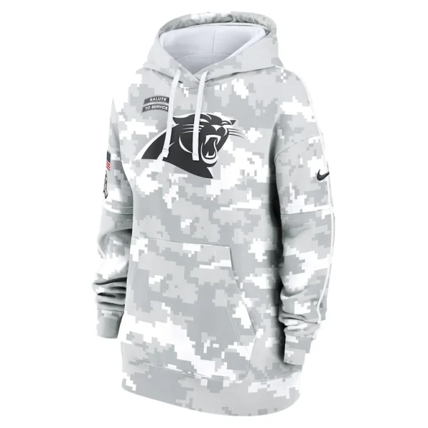 Carolina panthers nike womens 2024 salute to service club fleece oversized pullover hoodie Arctic camo S