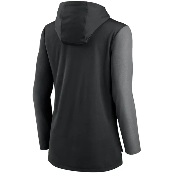 Carolina panthers nike womens chevron hoodie performance long sleeve t shirt Blackheathered charcoal M
