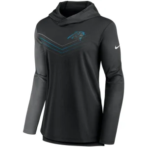 Carolina panthers nike womens chevron hoodie performance long sleeve t shirt Blackheathered charcoal S