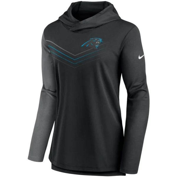 Carolina panthers nike womens chevron hoodie performance long sleeve t shirt Blackheathered charcoal S