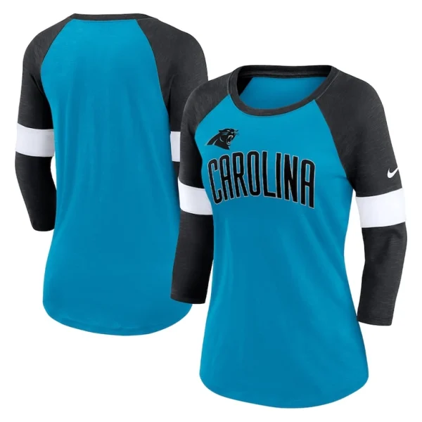 Carolina panthers nike womens football pride raglan 34 sleeve t shirt Blueheather black
