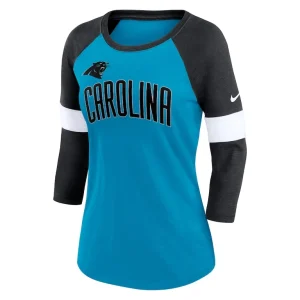 Carolina panthers nike womens football pride raglan 34 sleeve t shirt Blueheather black S