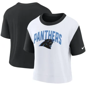 Carolina panthers nike womens high hip fashion t shirt Blackwhite