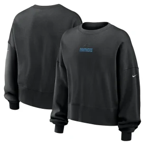 Carolina panthers nike womens oversized rewind pullover sweatshirt Black