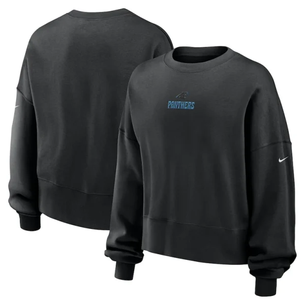 Carolina panthers nike womens oversized rewind pullover sweatshirt Black