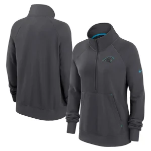 Carolina panthers nike womens premium raglan performance half zip sweatshirt Charcoal