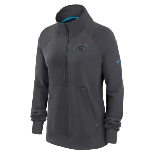 Carolina panthers nike womens premium raglan performance half zip sweatshirt Charcoal S