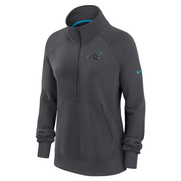 Carolina panthers nike womens premium raglan performance half zip sweatshirt Charcoal S