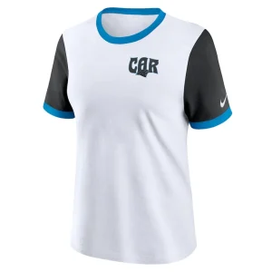Carolina panthers nike womens rewind ringer tri blend t shirt White S