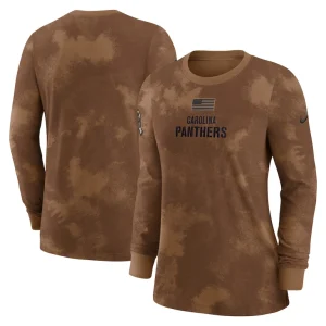 Carolina panthers nike womens salute to service long sleeve t shirt Brown