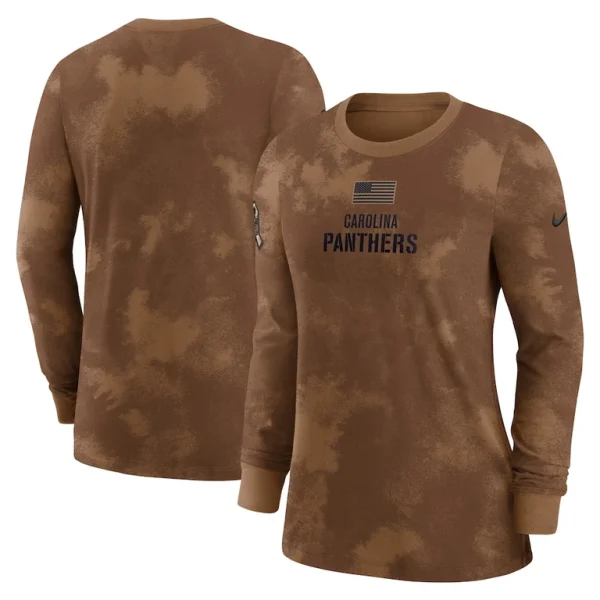 Carolina panthers nike womens salute to service long sleeve t shirt Brown