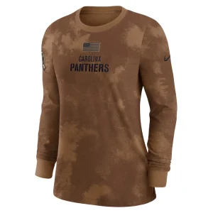 Carolina panthers nike womens salute to service long sleeve t shirt Brown S