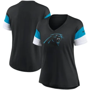 Carolina panthers nike womens team logo fashion performance tri blend v neck t shirt Black