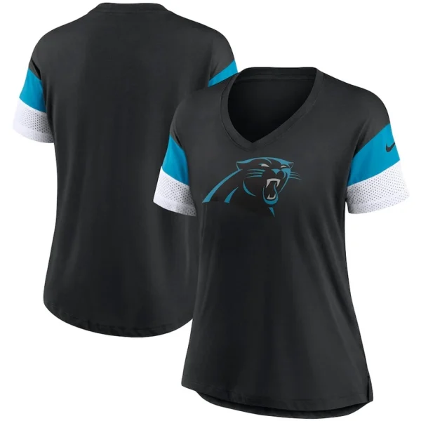 Carolina panthers nike womens team logo fashion performance tri blend v neck t shirt Black