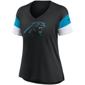 Carolina panthers nike womens team logo fashion performance tri blend v neck t shirt Black S