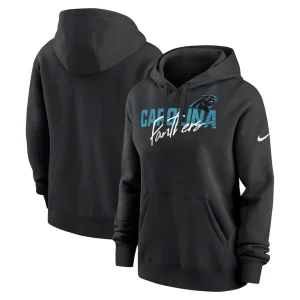 Carolina panthers nike womens wordmark club fleece pullover hoodie Black