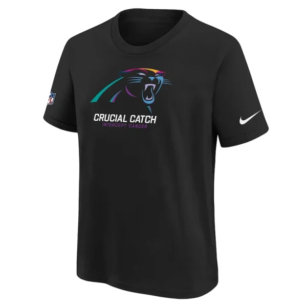 Carolina panthers nike youth 2024 nfl crucial catch t shirt Black Yth M