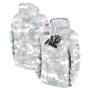 Carolina panthers nike youth 2024 salute to service pullover hoodie Whitegray