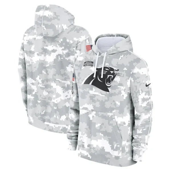 Carolina panthers nike youth 2024 salute to service pullover hoodie Whitegray