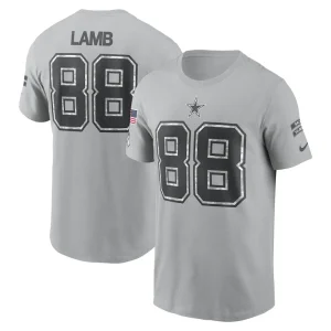 Ceedee lamb dallas cowboys nike 2024 salute to service name number t shirt Gray