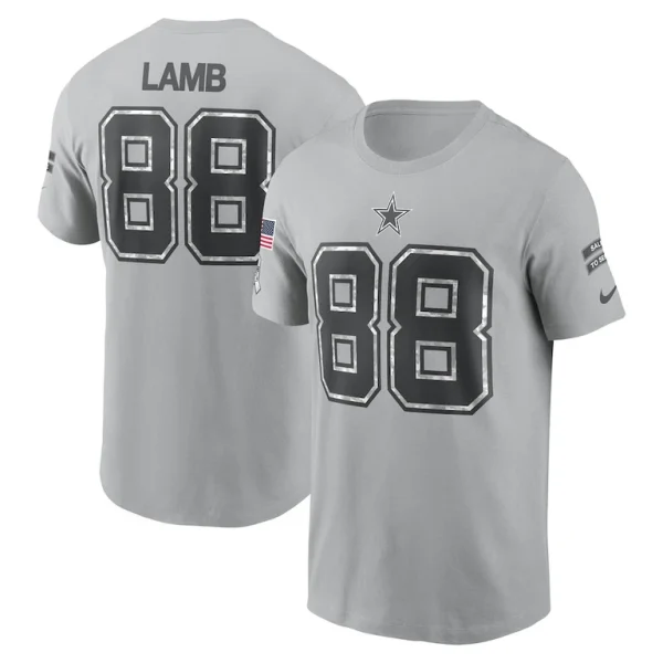 Ceedee lamb dallas cowboys nike 2024 salute to service name number t shirt Gray