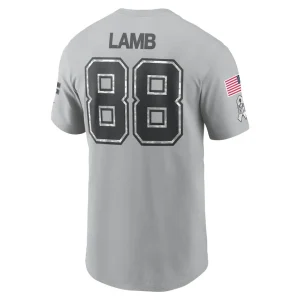 Ceedee lamb dallas cowboys nike 2024 salute to service name number t shirt Gray L