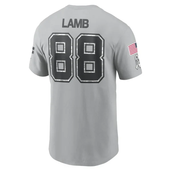 Ceedee lamb dallas cowboys nike 2024 salute to service name number t shirt Gray L