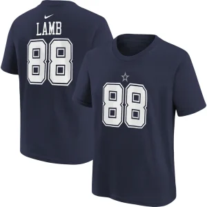 Ceedee lamb dallas cowboys nike youth player name number performance t shirt Navy