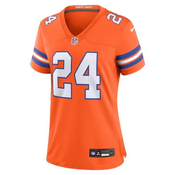 Champ bailey denver broncos nike womens mile high collection 1977 throwback retired player game jersey Orange M