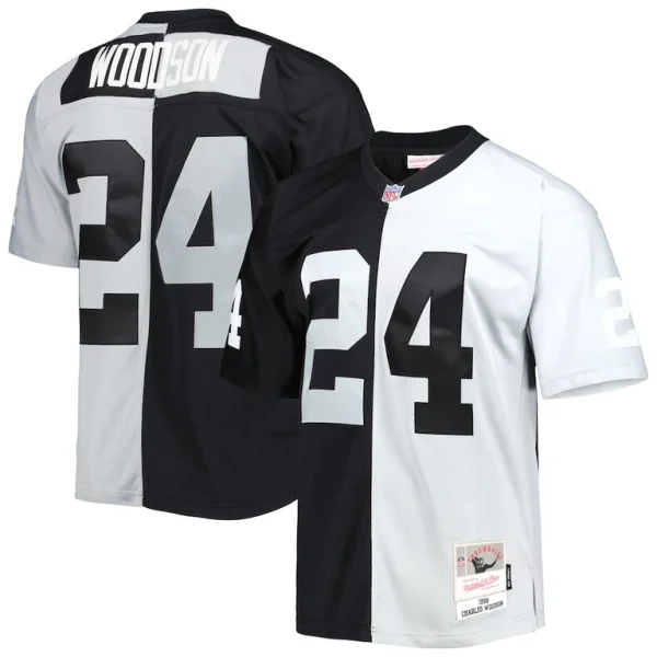 Charles woodson las vegas raiders mitchell ness 1998 split legacy replica jersey Blacksilver