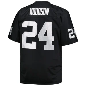 Charles woodson las vegas raiders mitchell ness big tall 1998 retired player replica jersey Black 4XB