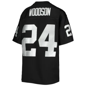 Charles woodson las vegas raiders mitchell ness youth 1998 legacy retired player jersey Black Yth L