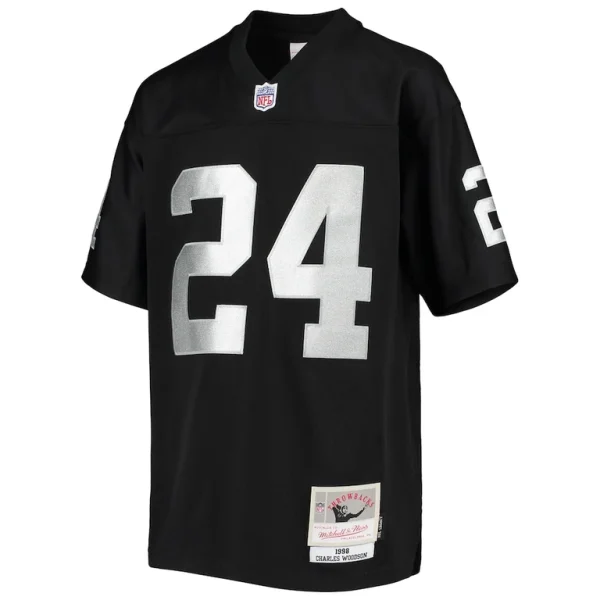 Charles woodson las vegas raiders mitchell ness youth 1998 legacy retired player jersey Black Yth M