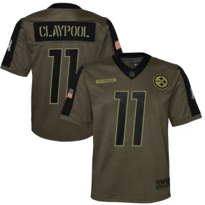 Chase claypool pittsburgh steelers nike youth salute to service game jersey Olive