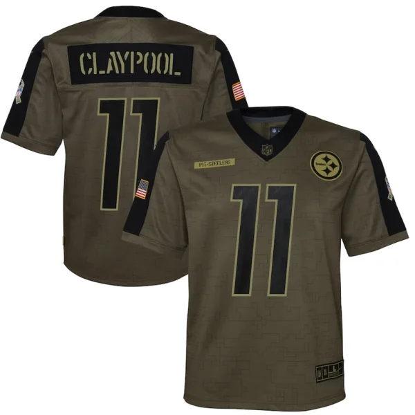 Chase claypool pittsburgh steelers nike youth salute to service game jersey Olive