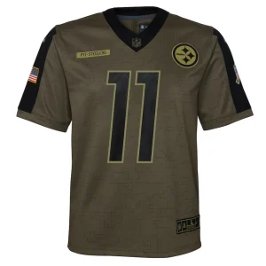 Chase claypool pittsburgh steelers nike youth salute to service game jersey Olive Yth M