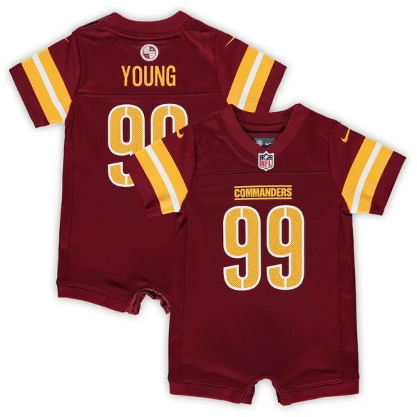 Chase young washington commanders nike newborn infant game romper jersey Burgundy