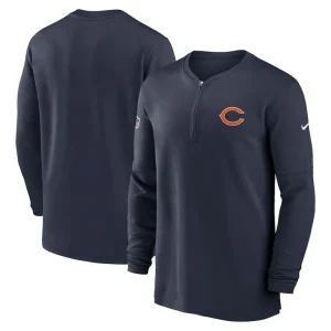 Chicago bears nike 2023 sideline performance long sleeve tri blend quarter zip top Navy