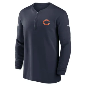 Chicago bears nike 2023 sideline performance long sleeve tri blend quarter zip top Navy M