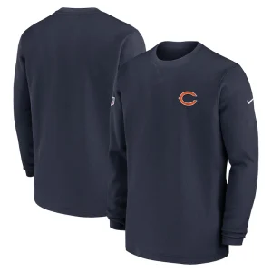 Chicago bears nike 2023 sideline throwback heavy brushed waffle long sleeve top Navy