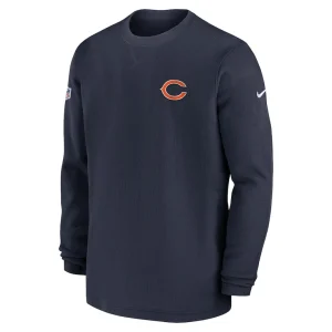 Chicago bears nike 2023 sideline throwback heavy brushed waffle long sleeve top Navy M