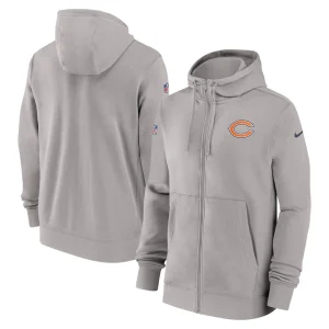 Chicago bears nike 202324 sideline club full zip hoodie Gray