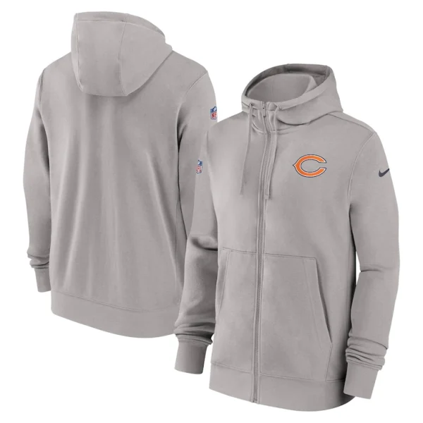 Chicago bears nike 202324 sideline club full zip hoodie Gray