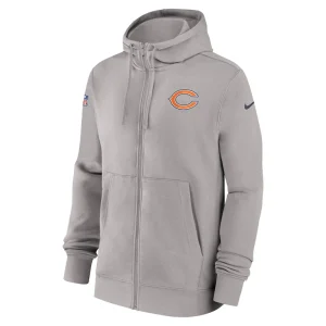 Chicago bears nike 202324 sideline club full zip hoodie Gray M