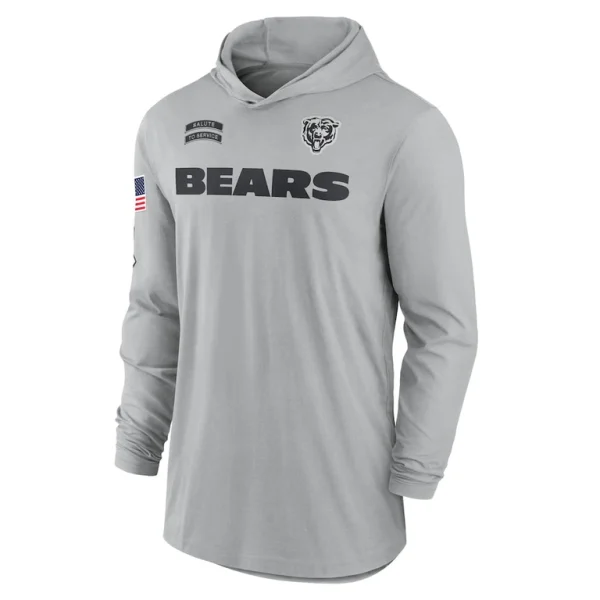 Chicago bears nike 2024 salute to service lightweight performance long sleeve hooded t shirt Gray M