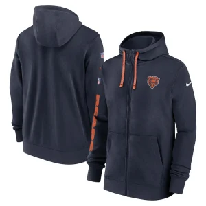 Chicago bears nike 2024 sideline club full zip hoodie Navy