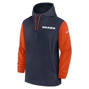 Chicago bears nike 202425 sideline pre game player 12 zip hoodie jacket Navyorange M