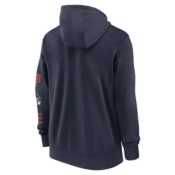 Chicago bears nike club full zip hoodie jacket Navy L