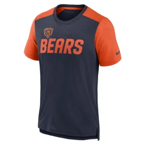 Chicago bears nike color block team name t shirt Heathered navyheathered orange M